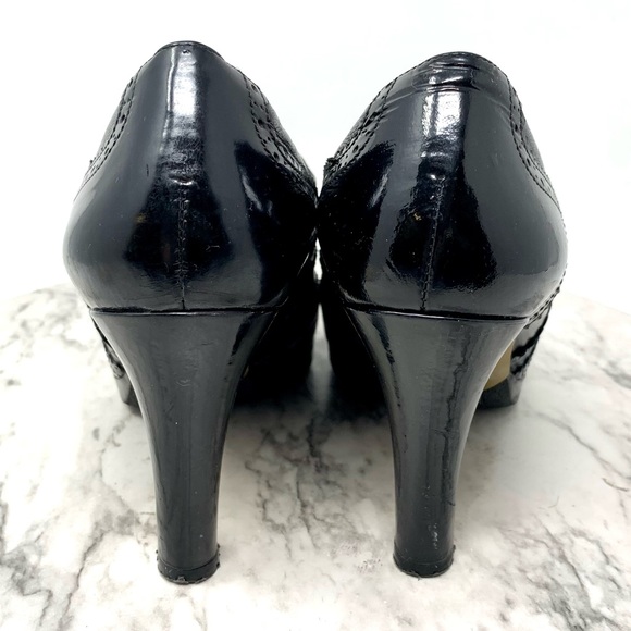 Via Spiga Wingtip Lace Up Leather Oxford 7 Retro Classic Preppy Academia Pinup - Picture 5 of 16